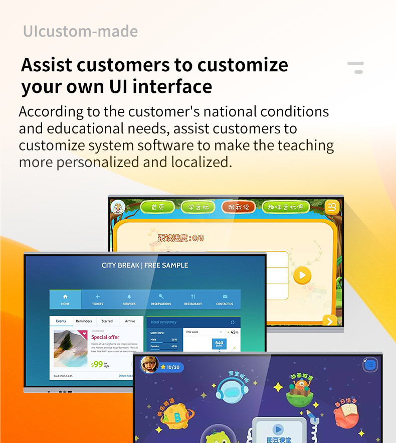65 '' Big Indoor Education Interactive Whiteboard Touch Advertising LED Display