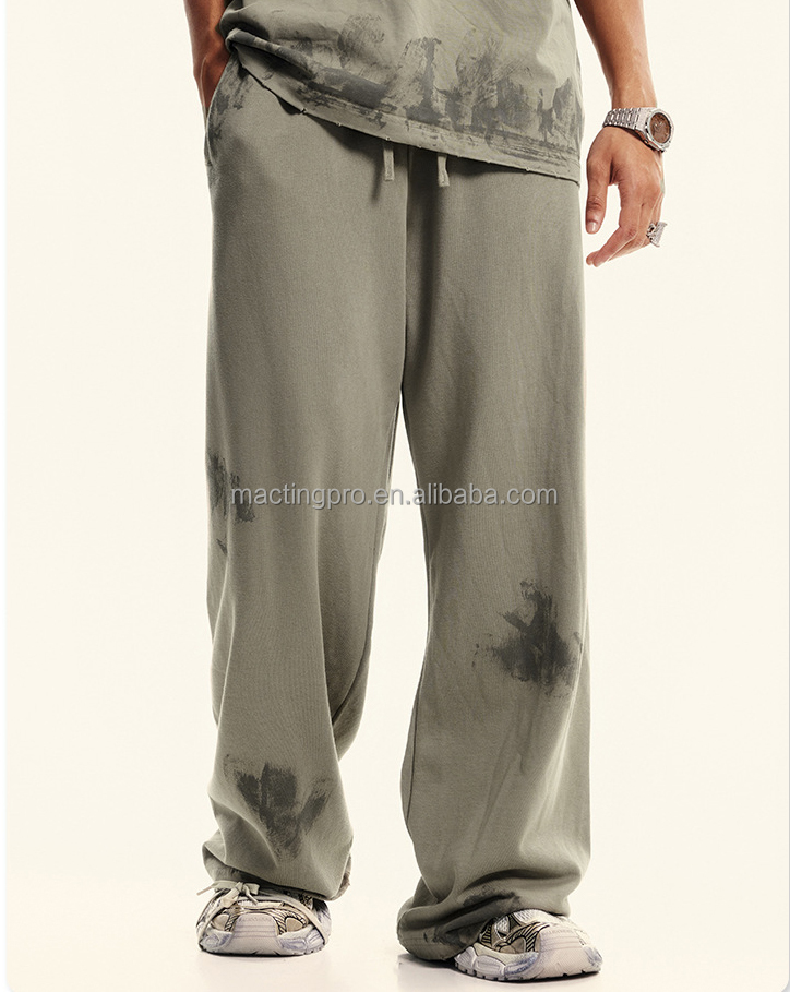 Custom Streetwear French Terry Jogging Pants Hand Painted Vintage Oversized Sweatpants