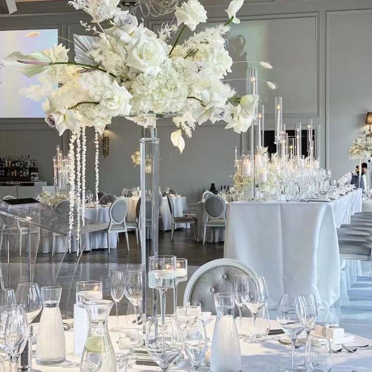 Small Crystal Flower Vase Clear For Flowers Wedding Centerpieces 90CM