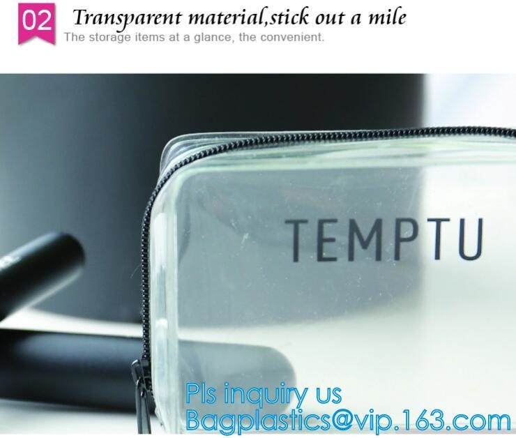 Promotion reusable clear printed transparent zipping storage cosmetic toiletry pvc makeup bag for travel make up, handle