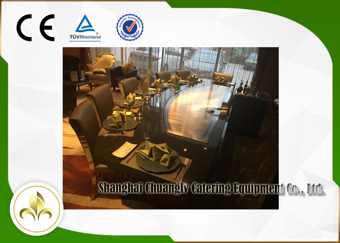 Restaurant Indoor Teppanyaki Grill Gas 10 Seat Capacity For Beef Mutton Chicken