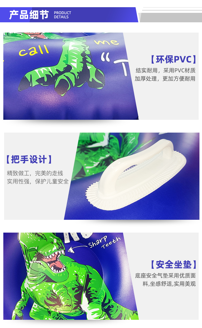 LC Children Outdoor Winter Fun Dinosaur T-rex Sled Foldable Snow Adult Portable Snow Sled Pvc Snow Tube