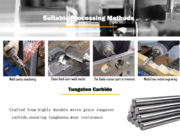 Long Lasting Type D Carbide Rotary Burr with 3 Years Warranty and 120° Point Angle for General Purpose Material Shaping
