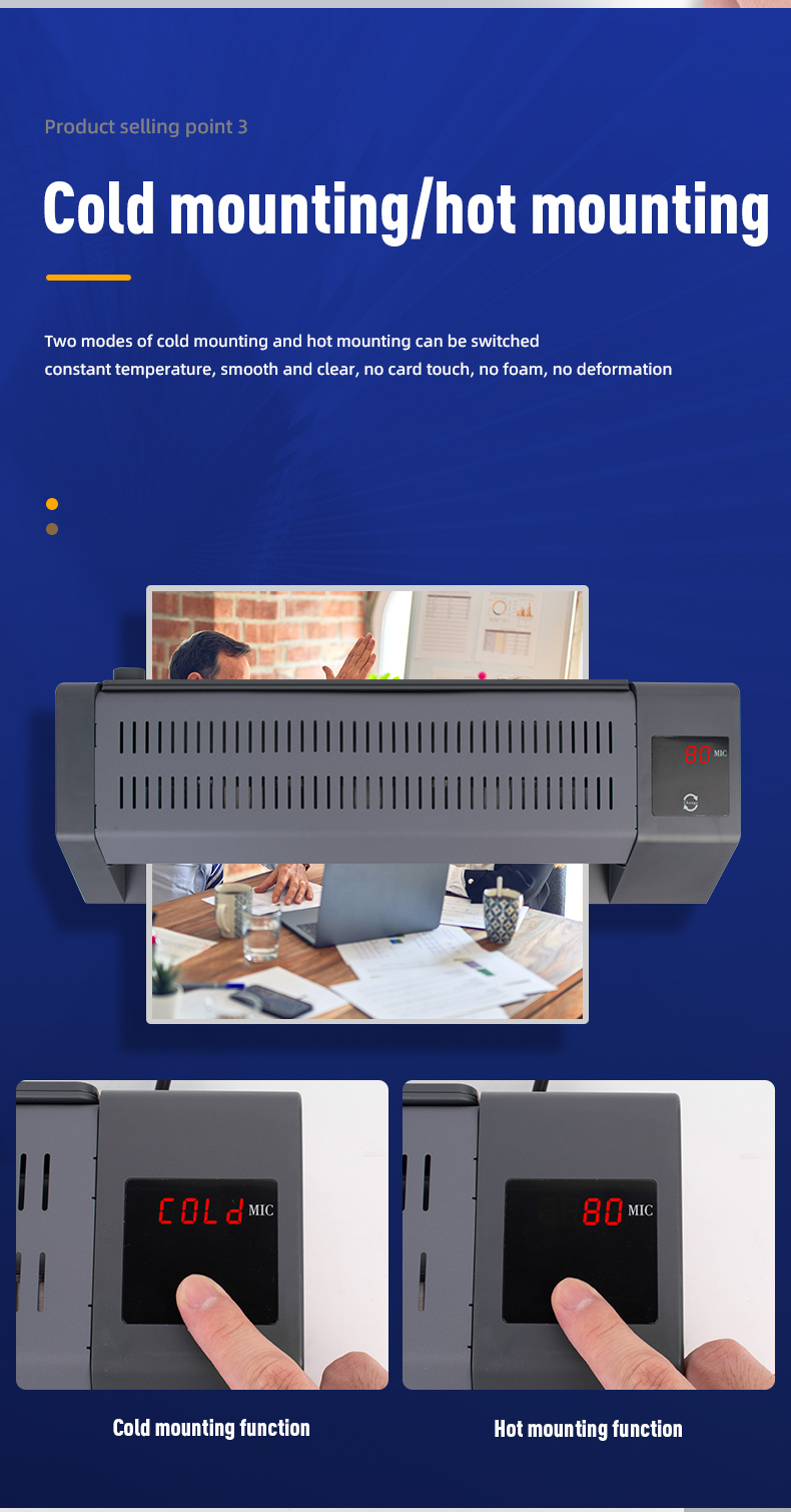 Touch Control A3 Thermal Pouch Laminator 2 Rollers 700W for Cold and Hot Lamination