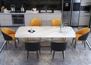 China Luxury European Stainless Steel Marble Dining Room Table wholesale
