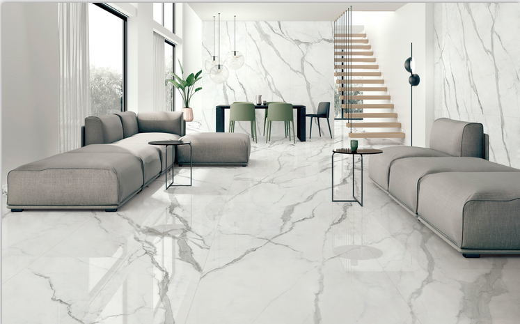 White Color Floor 1800x900mm Marble Look Porcelain Tile