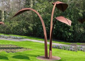 China Modern Style Corten Steel Sculpture Abstract Outdoor Garden Leaf Sculpture wholesale