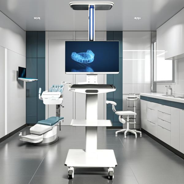 Quality White Color Dental Oral Scanner Mobile Cart with Monitor Holder Metal Dental Instrument Cart Portable Dental Trolley for sale