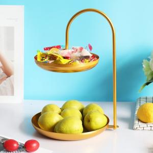 China Anti Rust Double Tier 31cm Height Steel Fruit Basket wholesale