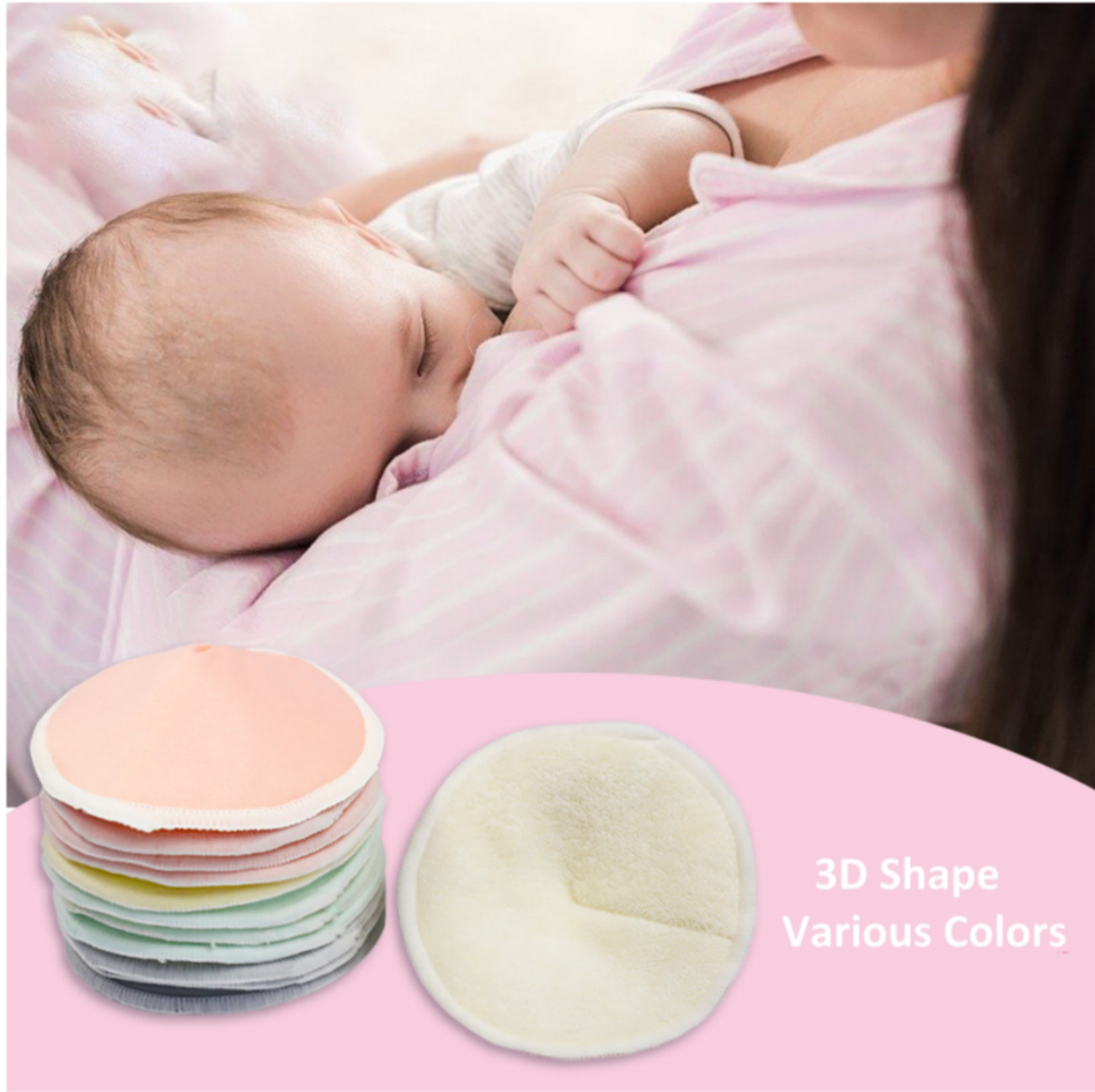 Breast Feeding Washable Nursing Pads Breathable 3D Anti Leaking OEM