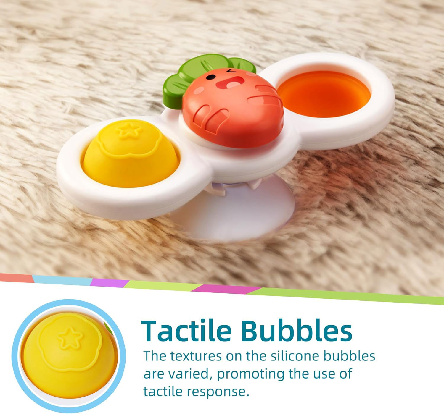 Airplane Car Travel Table Toys Strong Suction Cup Fidget Spinnerz for Baby 6-18 Months