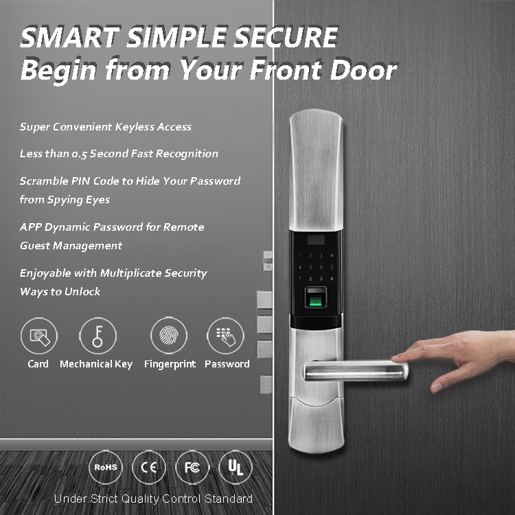 Sliding Cover Electronic Door Locks Fingerprint Password Smart Digital Deadbolt
