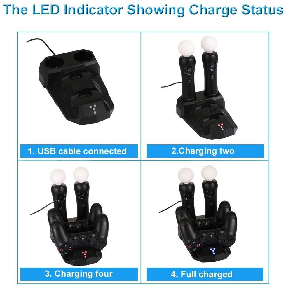 New Private Model 4 in 1 use Dual Charging Dock Station For Sony PS4 Controllers and PS Move