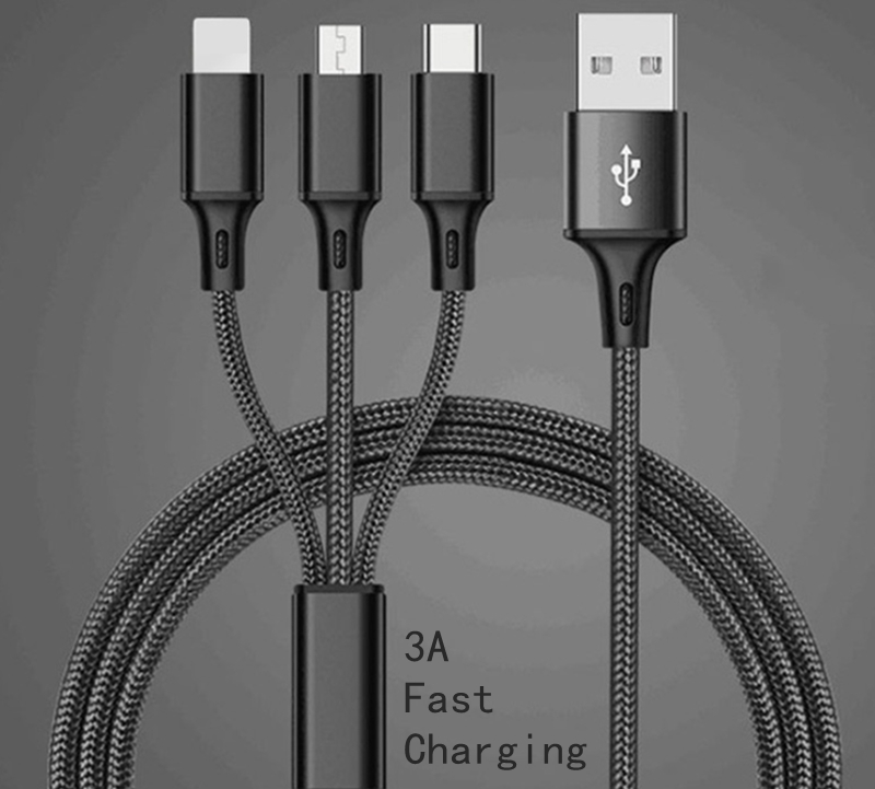 Fast Charging CE 3 in 1 USB Data Cable For Android Phone 120cm