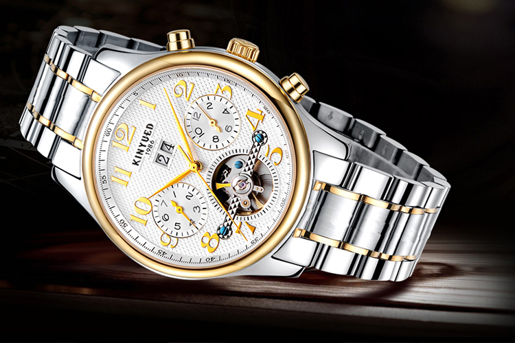 Automatic mechanical KINYUED watch fashion stainless steel mens waterproof automatic mechanical watch