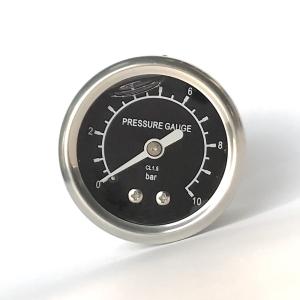 China 1.5&quot; 10 bar Back Mount Manometer Black Dial Hydraulic Pump All Stainless Steel Pressure Gauge wholesale