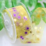 Clear Yellow Printed Sheer Ribbon Wear Resistant Durable For Gifts Packaging