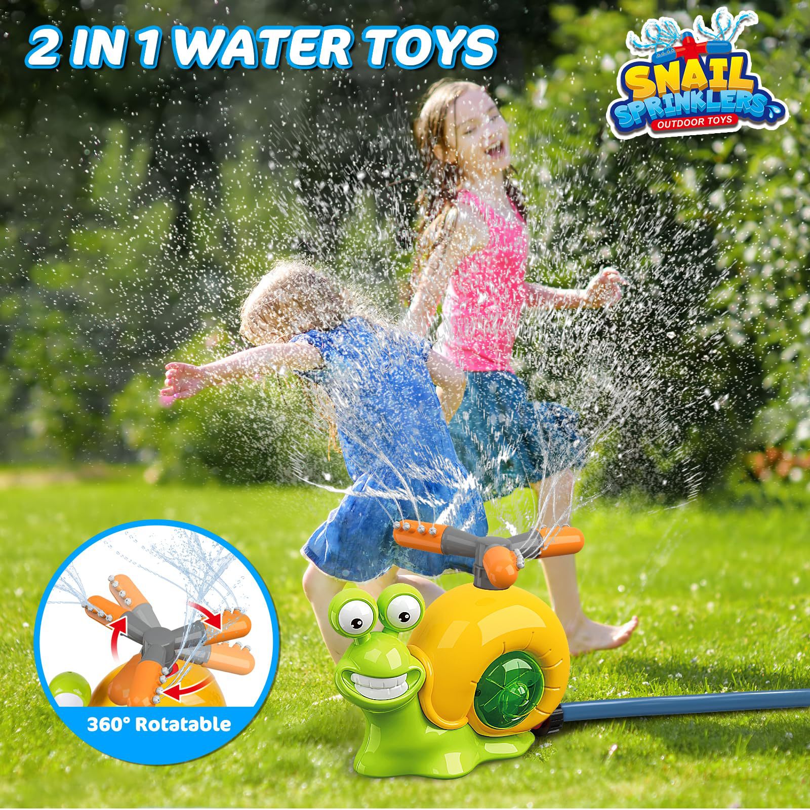 Parent-Child Interactive Toy Plastic Summer Outdoor Snail with Baseball Rotating Sprinkler