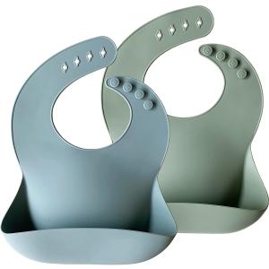 China Molding In One Adjustable Waterproof Feeding Bibs With Food Catcher Pocket wholesale