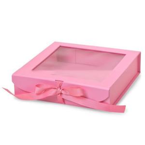 China Chocolate Truffle Kraft Gift Box With Window Magnetic with Silk Ribbon wholesale