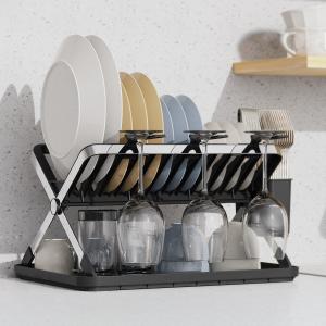 China Foldable Stainless Steel Dish Rack For Rectangle Plates wholesale