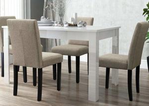 China Upholstered Solid Wood Legs 275Pounds Fabric Dining Room Chairs wholesale