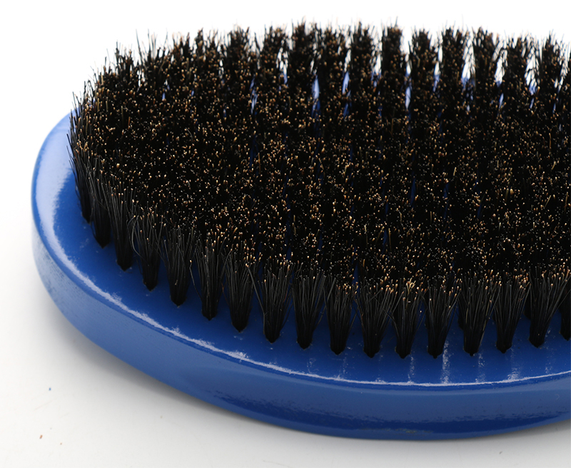 Custom Blue Bent Wave Brush Curve For 360 Soft Boar Bristle For Hair Growth Style