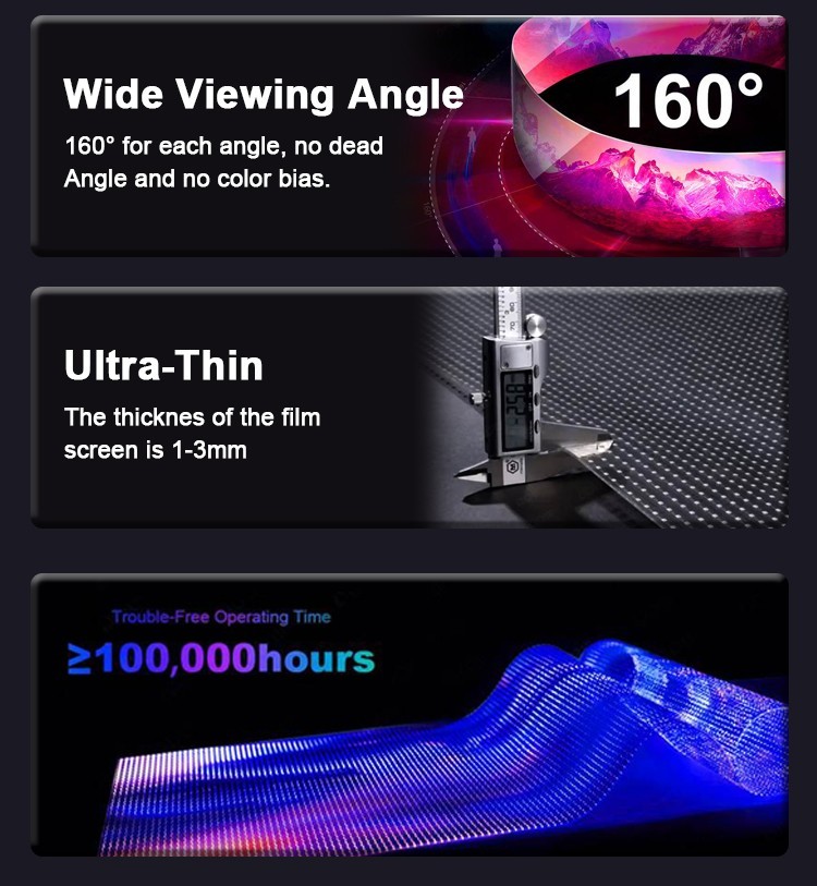 Lightweight Flexible LED Film Screen P16 P32 P20 LED Display With Wide Viewing Angle
