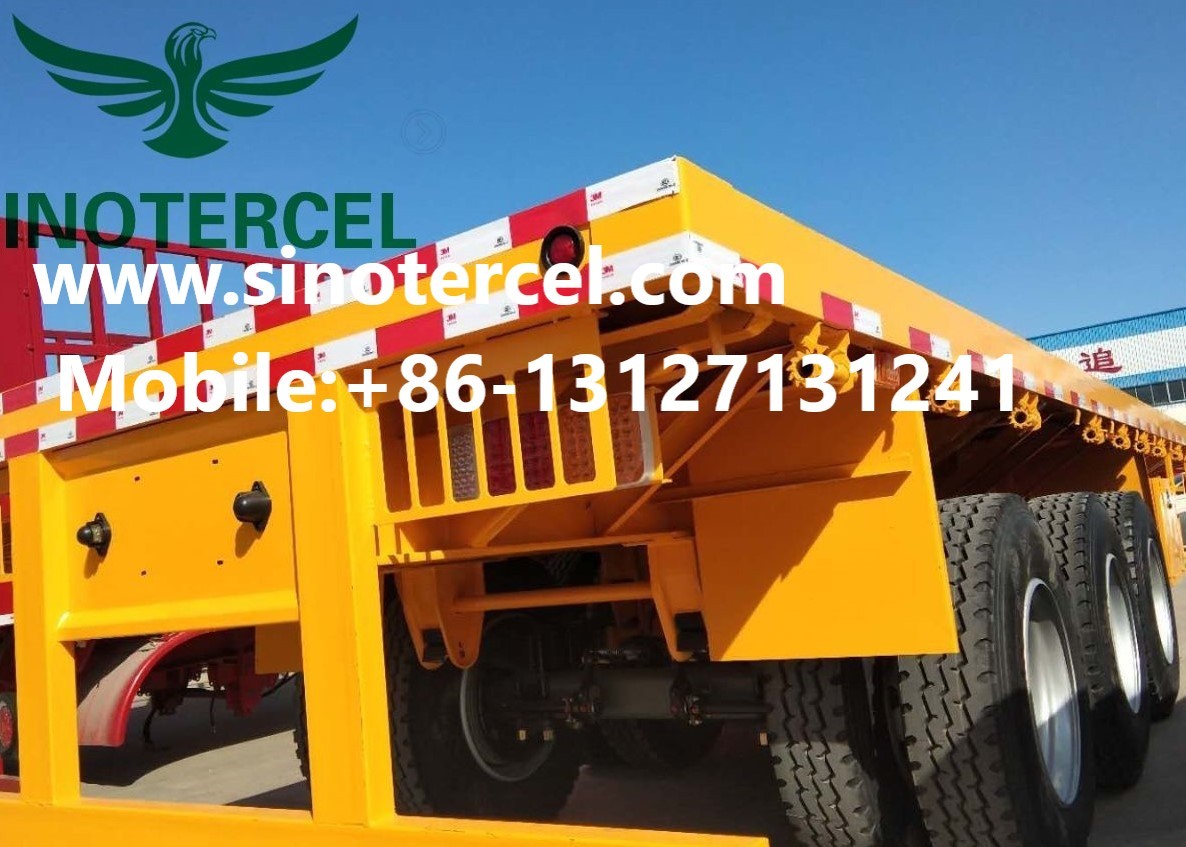 40 Foot Flat Bed Semi Trailer 3 Axle Semi Truck Flatbed Trailer