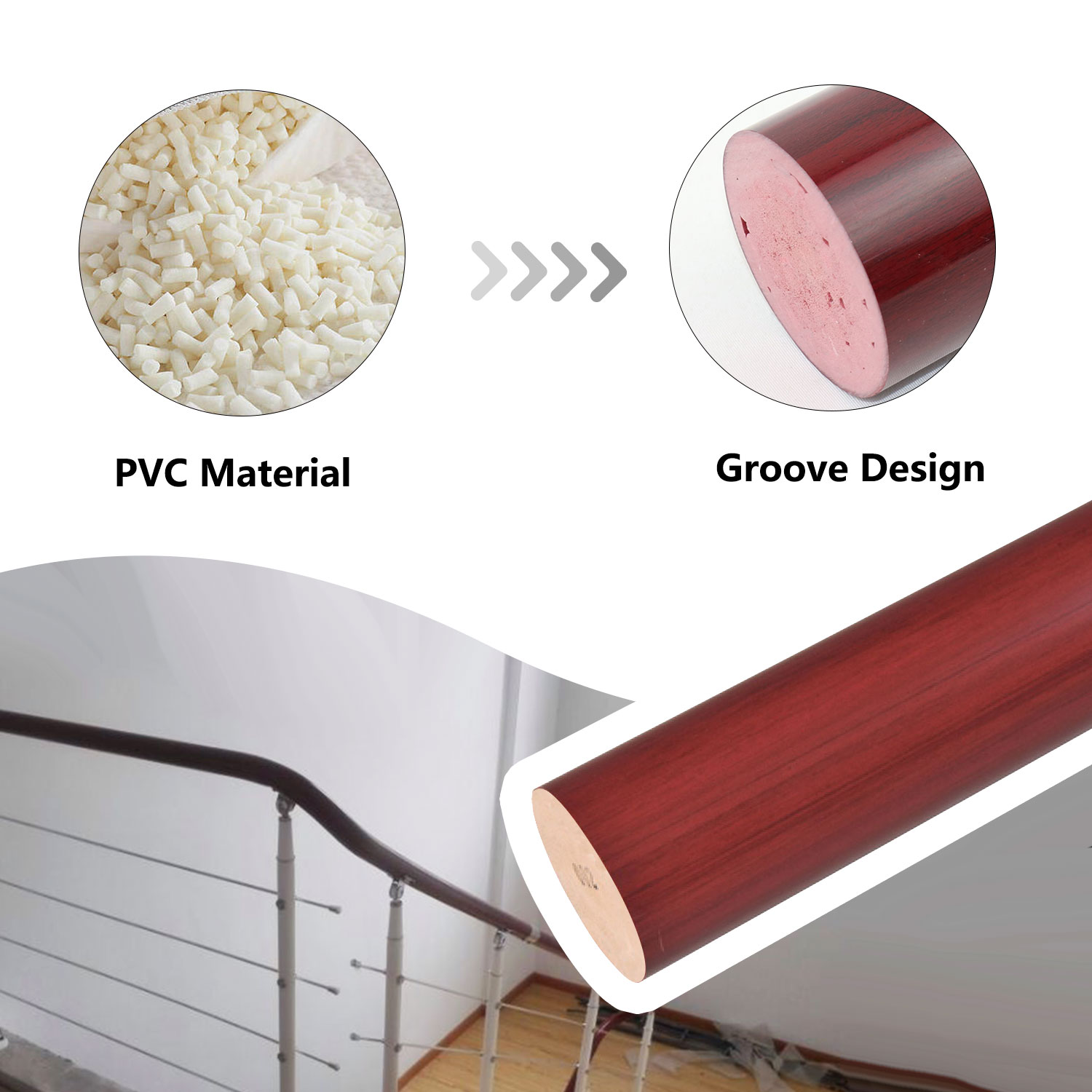 Upgrade Your Home Decor with 50 w *50 h mm PVC Handrail Item NO. SO50 Stair Railing