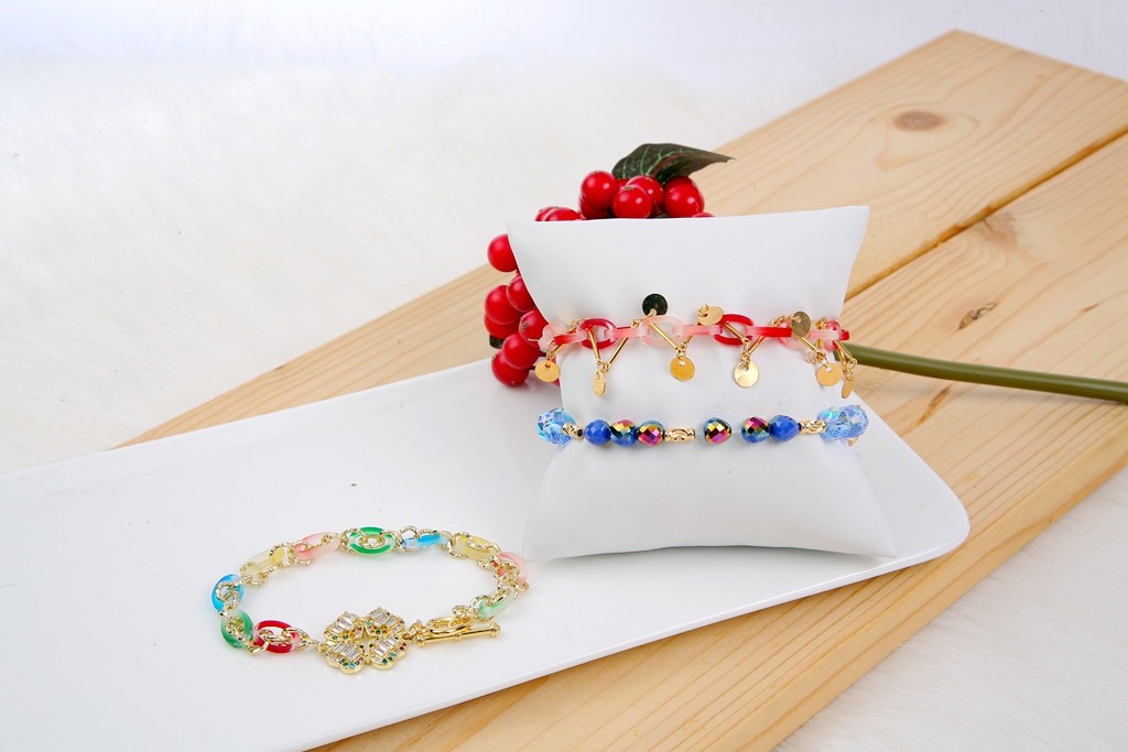Resin Gold Zircon Brass Magnets Handmade Beads Bracelets Gradient