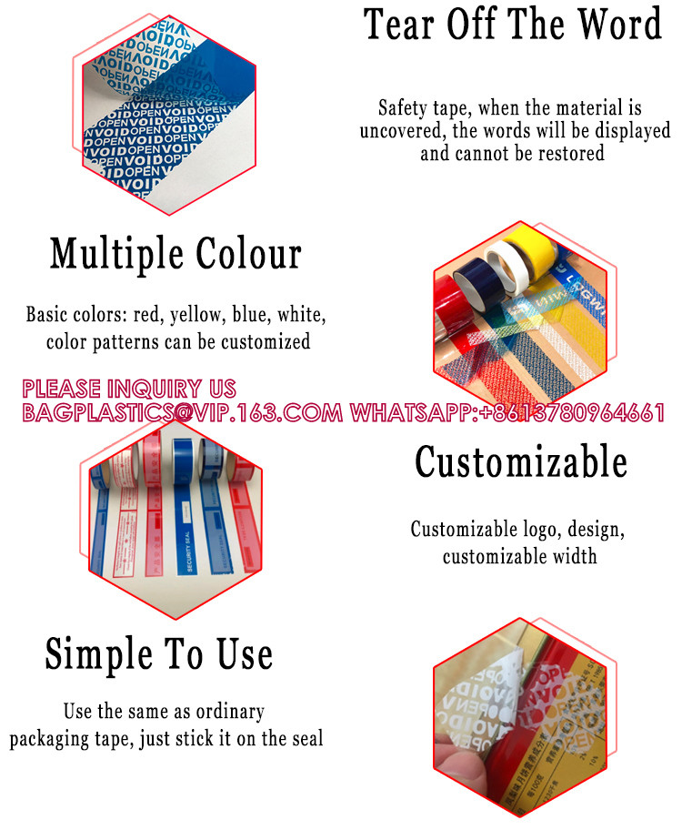 Custom Packaging Seal Safety PET Film Tamper Resistance Evidence Void Security Tape Roll