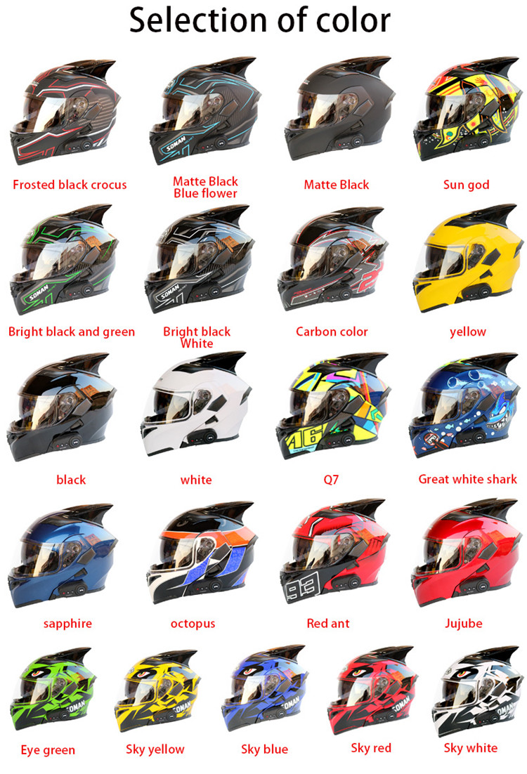 Hot sale double lenses full face bluetooth motorcycle helmet full face motorcycle helmets