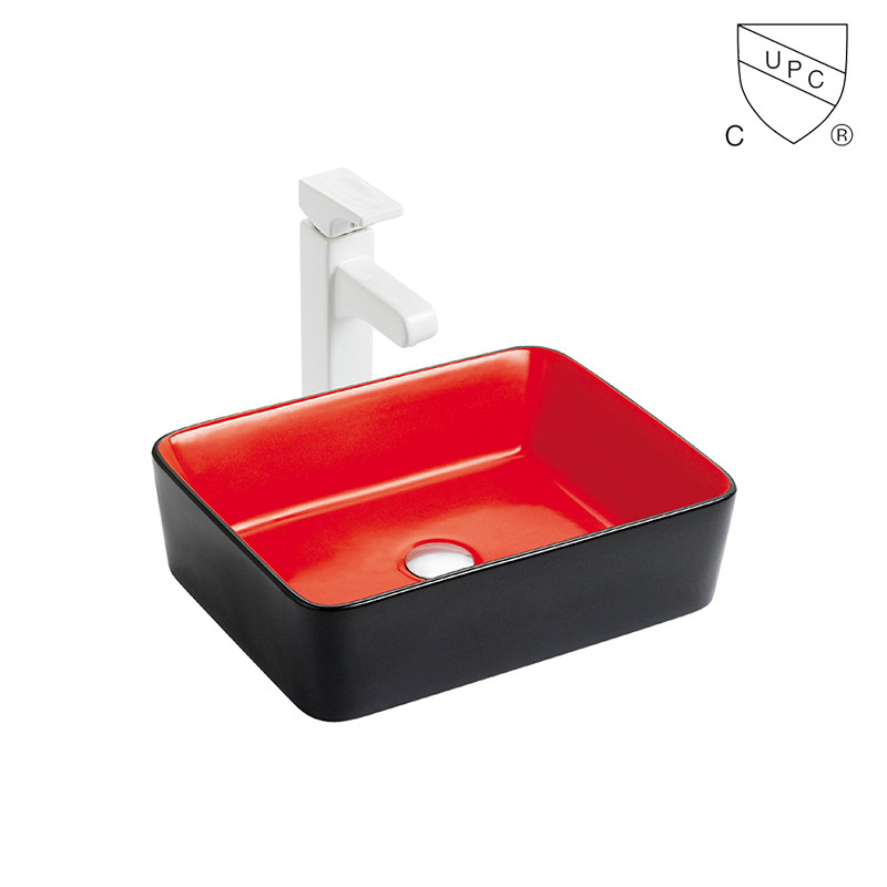 Decorated Rectangular Vessel Sink And Washbasins European Ceramic Basin