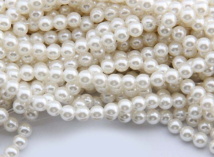 Whtie Color 3mm -30mm Round ABS Plastic Bead Imitation Pearls Strand