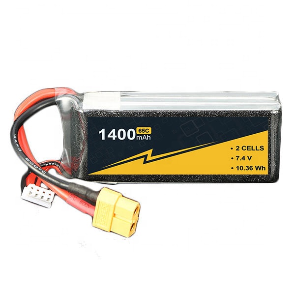 Ultralight 7.4V 1400mAh 65C RC Car Lipo Battery 2S High Energy Density