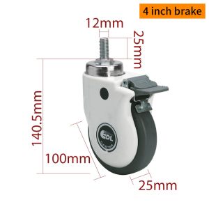 Light Duty Medical Caster Wheels 4 Inch TPE 70kg Load