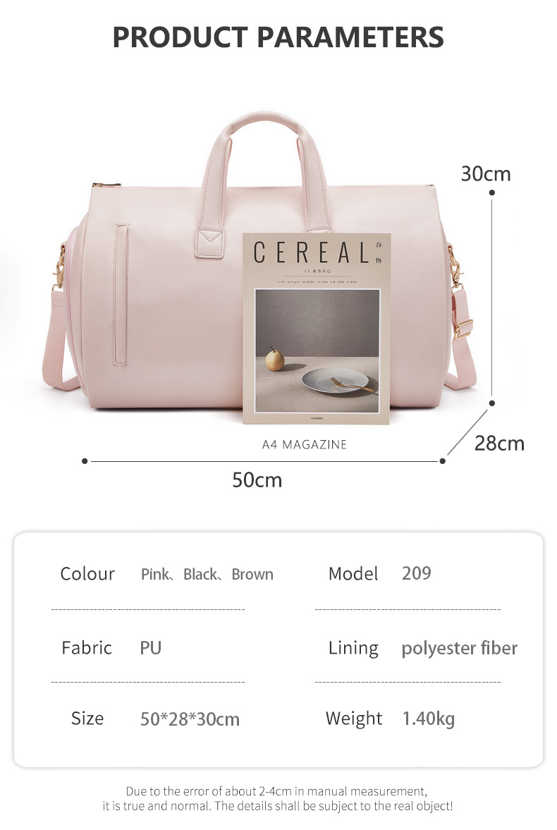 Zipper Closure 50cm Travel Luggage Bag Duffle Garment Bag For Women Men