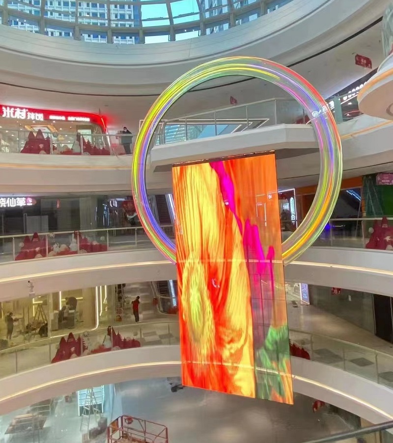 Full color indoor outdoor flexible video advertising super thin smart film glass adhesive led transparent film screen display