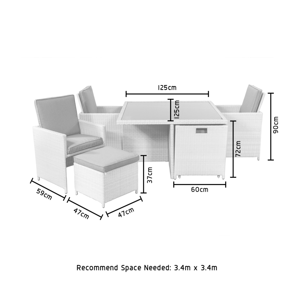 AJUNION PE Rattan Outdoor Dining Furniture Set for 4 Seating Compact Garden Furniture
