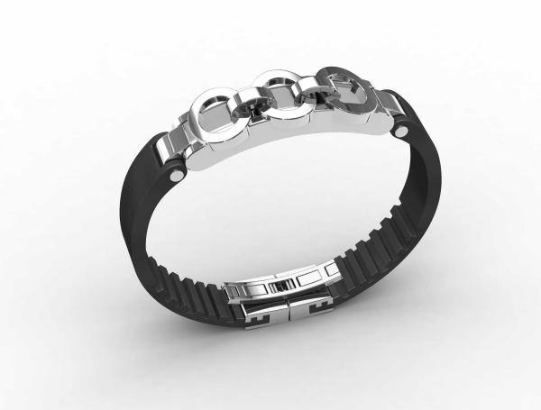 Top Quality Europe Fashion Stainless Steel Genuine Leather Silicone Bangle