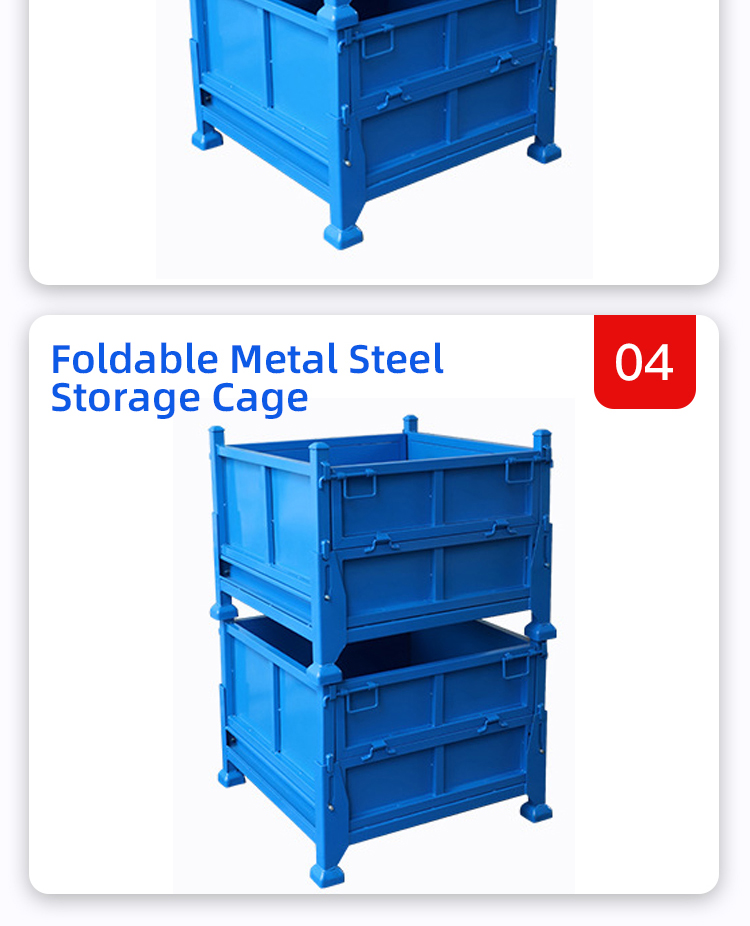 Heavy Duty Collapsible Steel Storage Cage Stackable Foldable Wire Mesh Storage Cage