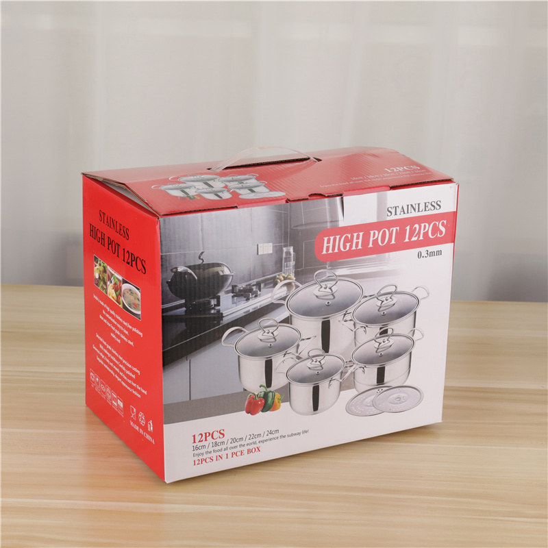 Modern Desktop Stainless Steel Cookware Set 12pcs Food Soup Pot