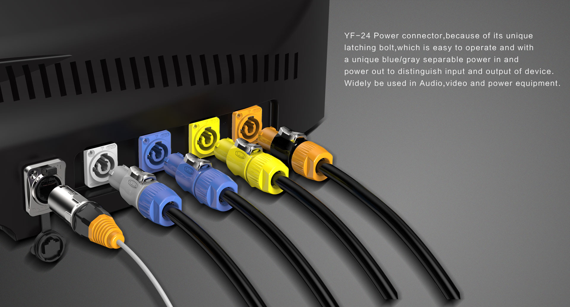 Grey Power Output Male Female Connector, Panel Mount Connector for Stage Light for LED Lighting