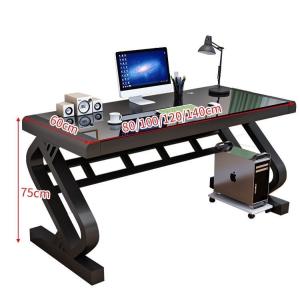 China Customers Logo Office Home School Computer Desk with Tempered Glass wholesale