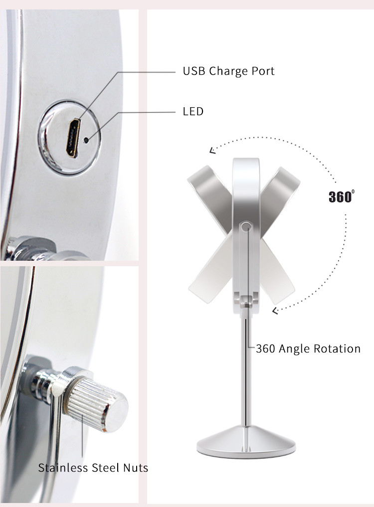 5X 6000mAh USB Rechargeable 380mm Height LED Vanity Magnifying Mirror