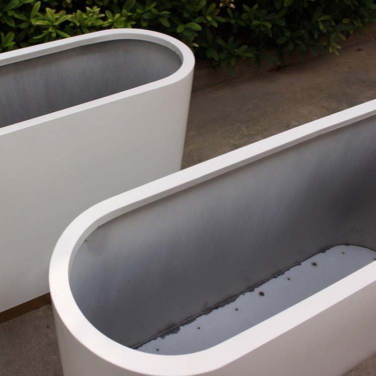 Large metal white flower pots artificial curved planter boxes
