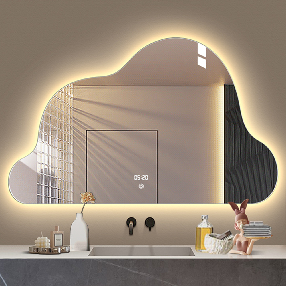 Customized Size Led Touch Bevelled Smart Fitness Bath Backlit Mirror for Salon Makeup