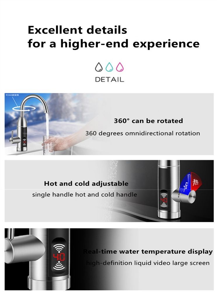 Energy Saving Thermal Electric Faucet 3000W 220v Instant Electric Heating Faucet