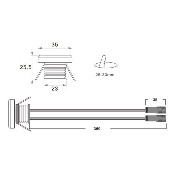 Anti-glare led deck light, Low voltage DC12V Input, soft lighting, 180° wide beam angle